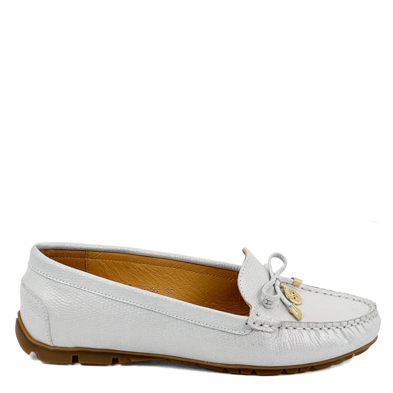 Srebrno -Białe mokasyny skóra naturalna Baldaccini  2