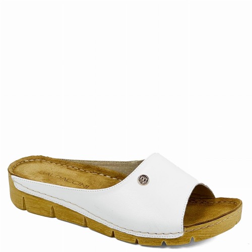 Białe skórzane klapki damskie Baldaccini 7030-71