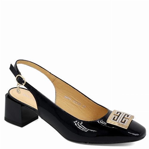 Czarne lakierowane sandały odkryta pięta Baldaccini 16558